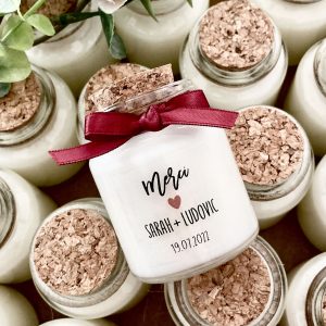 Cadeaux invités mariage Bougie personnalisée parfumée Modèle Sarah