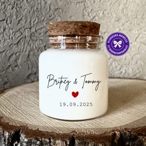 Bougie parfumée personnalisée - Cœur rouge - Cadeau invité mariage Best-seller