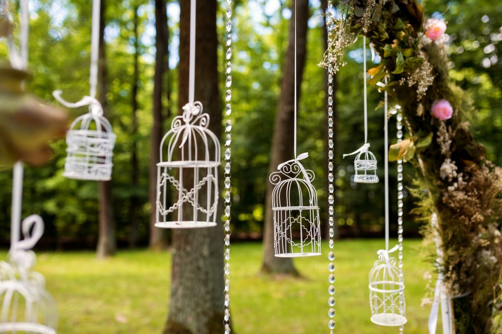 Wedding decorations. Floristics. In the open air.