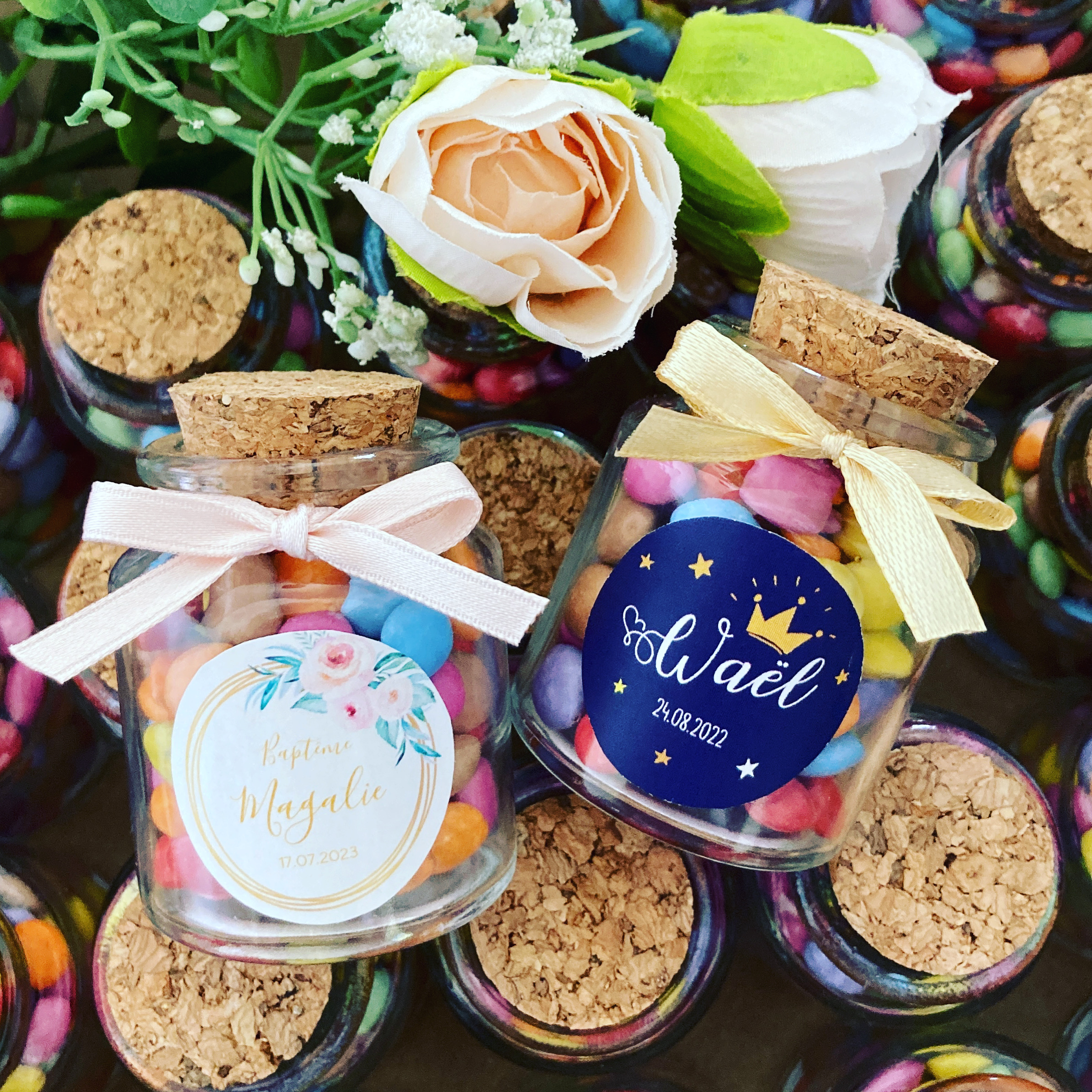 Bougies personnalisées - cadeau invités baptême ou baby shower - Un grand  marché