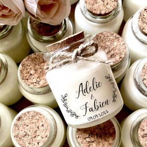 Bougies personnalisées mariage cadeaux invités Modèle Adélie