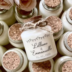 Bougies personnalisées mariage cadeaux invités Modèle Lilliane