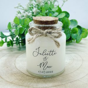 Bougies personnalisées mariage baptême Cadeaux invités Modèle Juliette