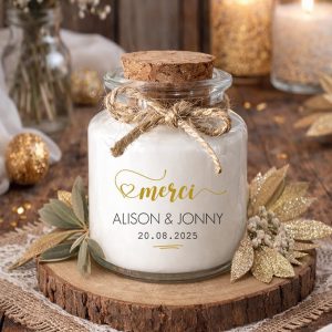 Bougie mariage personnalisée merci doré cadeaux invités