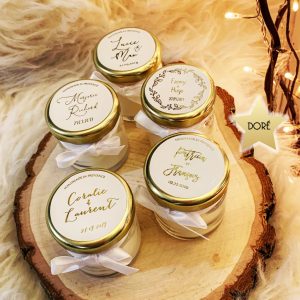 Bougies personnalisées mariage – cadeaux invités de mariage, baptême – Modèle GOLD Rond Couvercle 40m