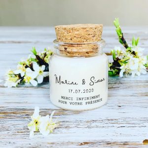 Bougies Personnalisées Cadeaux invités mariage LUXE Marine