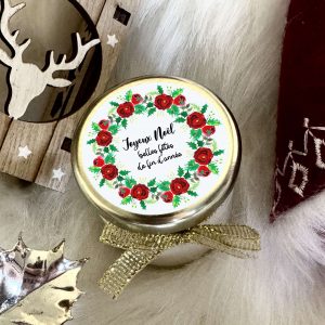 Bougie personnalisée Noël et Nouvel An, cadeau invité et décoration de table pour les fêtes de fin d’année