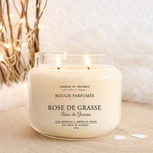 Bougie parfumée Rose de Grasse artisanale fait-main en Provence